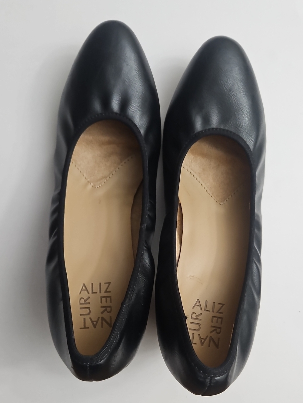 Naturalizer Black Leather Slip-On Ballet Flats